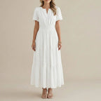 Elara™ | Boho A-Line Maxi Dress with V-Neck & Flowing Fit - Eliza-Warszawa