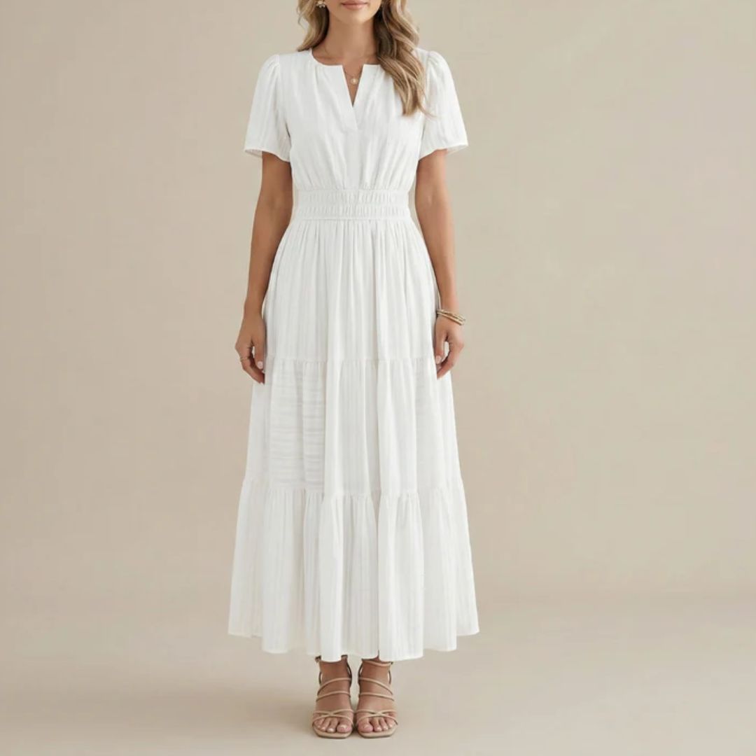 Elara™ | Boho A-Line Maxi Dress with V-Neck & Flowing Fit - Eliza-Warszawa