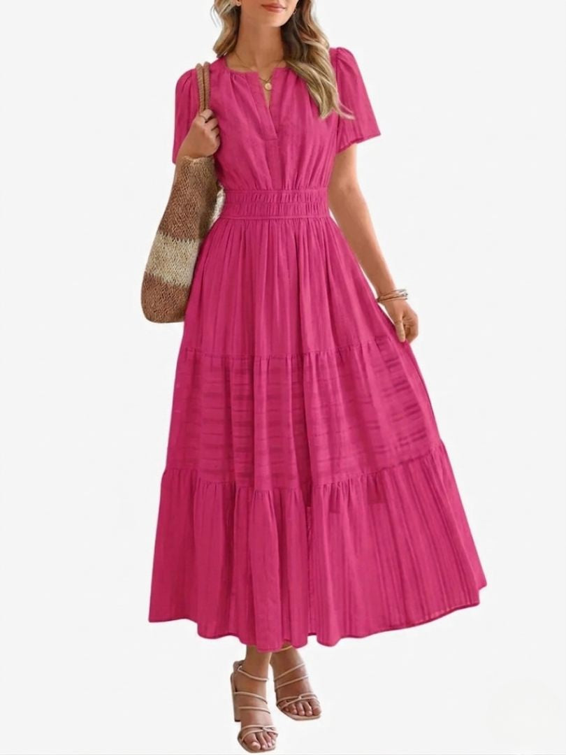 Elara™ | Boho A-Line Maxi Dress with V-Neck & Flowing Fit - Eliza-Warszawa