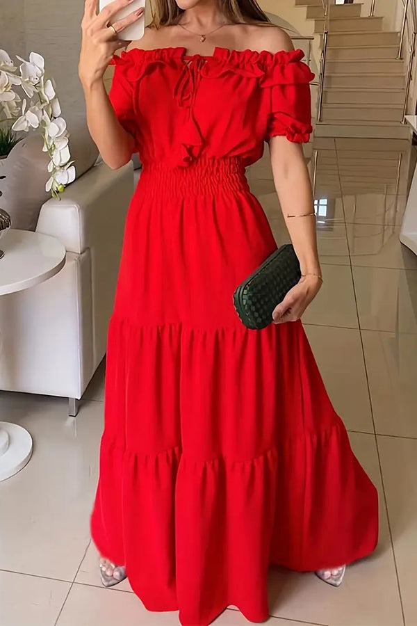 Lara™ | Off Shoulder Flowing Maxi Dress - Eliza-Warszawa
