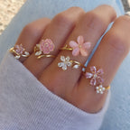 Alloy Rhinestone Pearl Ring Set
