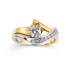 Antique-Inspired Irregular Gold and Silver Zirconia Ring