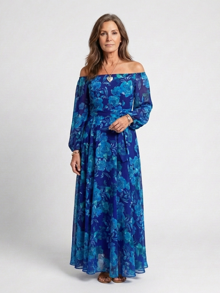 Aspen - Off Shoulder Floral Maxi Dress - Eliza-Warszawa