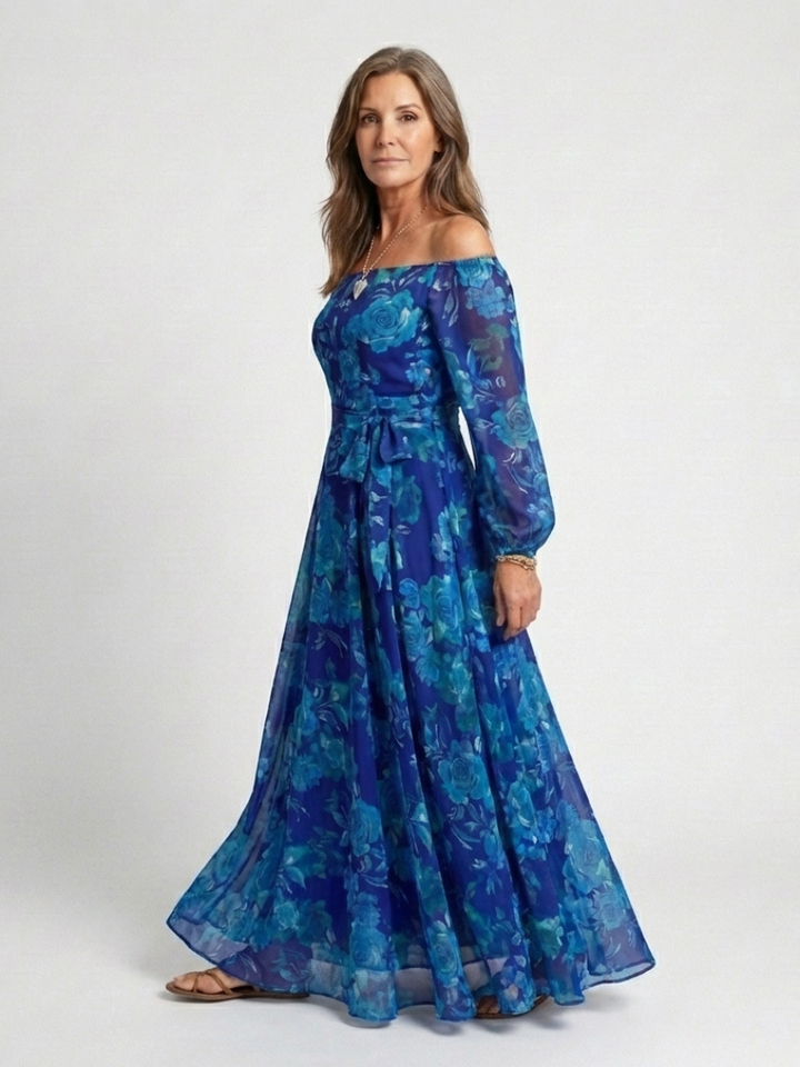 Aspen - Off Shoulder Floral Maxi Dress - Eliza-Warszawa