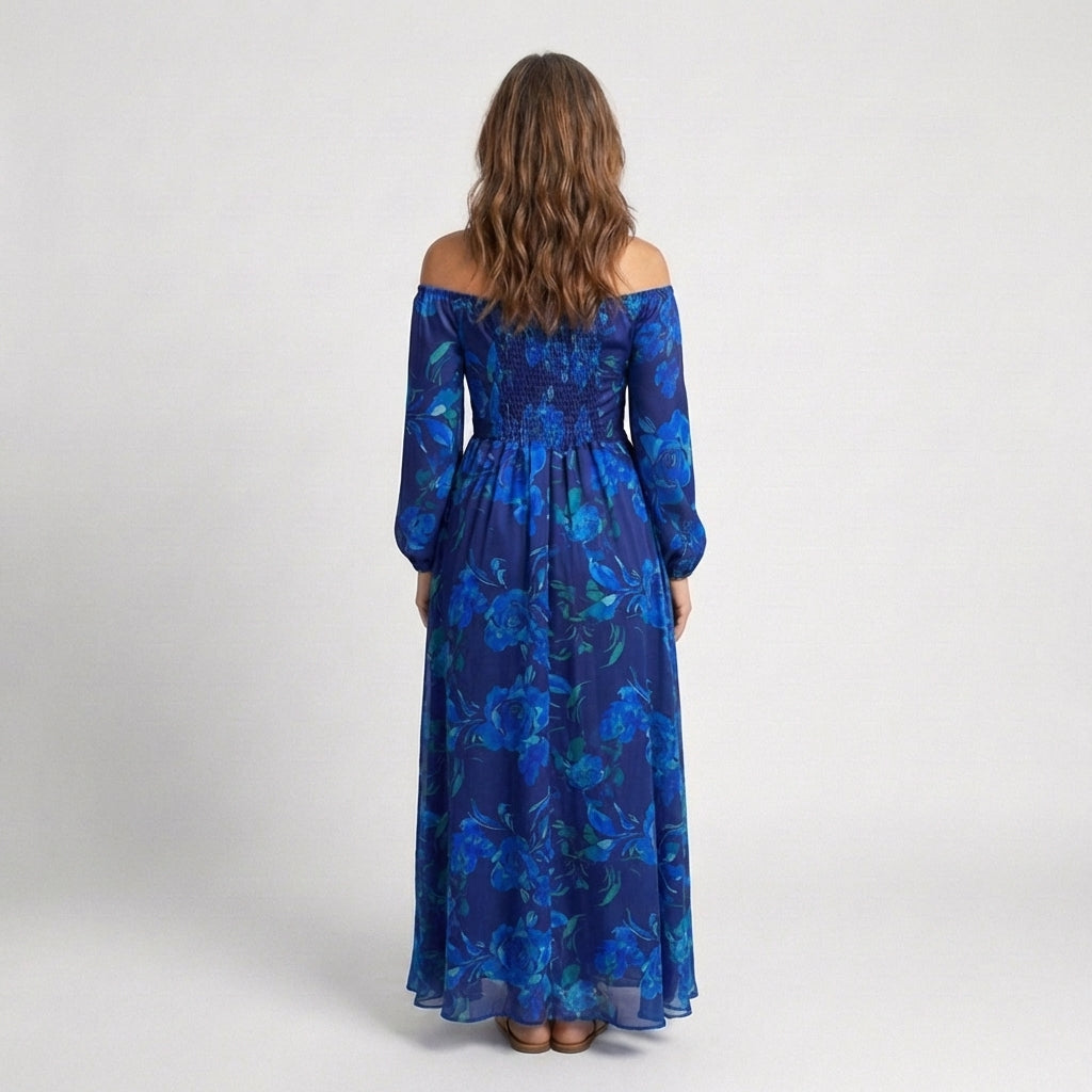 Aspen - Off Shoulder Floral Maxi Dress - Eliza-Warszawa
