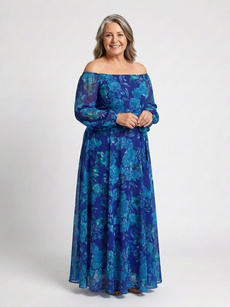 Aspen - Off Shoulder Floral Maxi Dress - Eliza-Warszawa