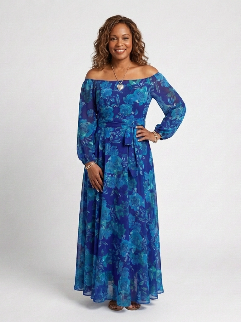 Aspen - Off Shoulder Floral Maxi Dress - Eliza-Warszawa