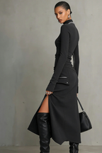 Asymmetric Multi-Zipper High-Neck Two-Piece Set - Eliza-Warszawa