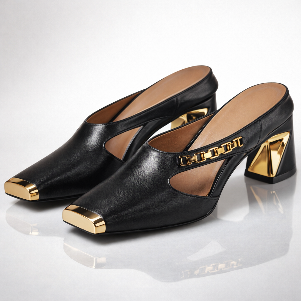 Aurea Gilded Block Heels - Eliza-Warszawa