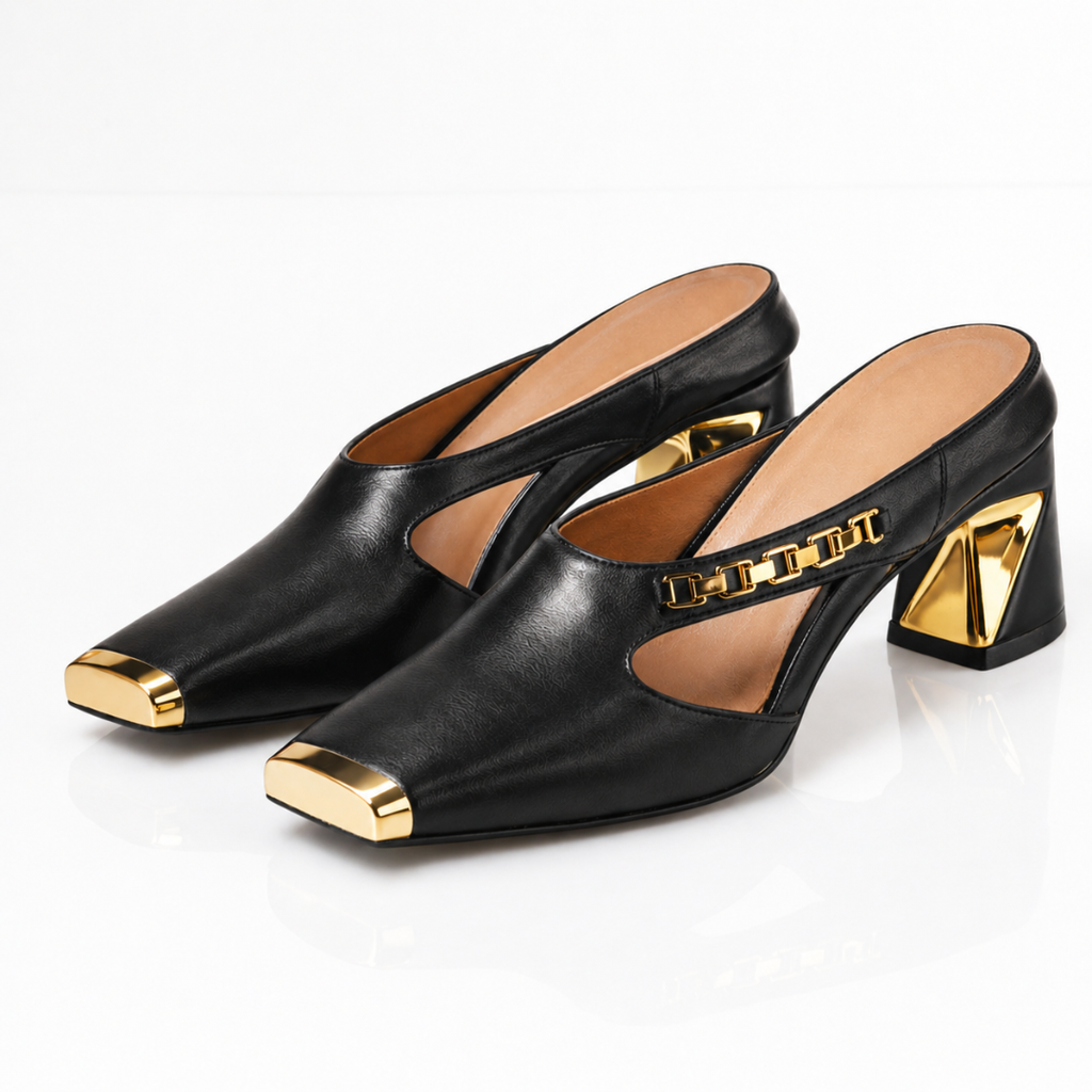 Aurea Gilded Block Heels - Eliza-Warszawa