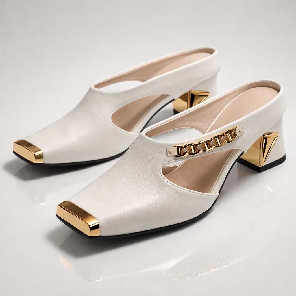 Aurea Gilded Block Heels - Eliza-Warszawa