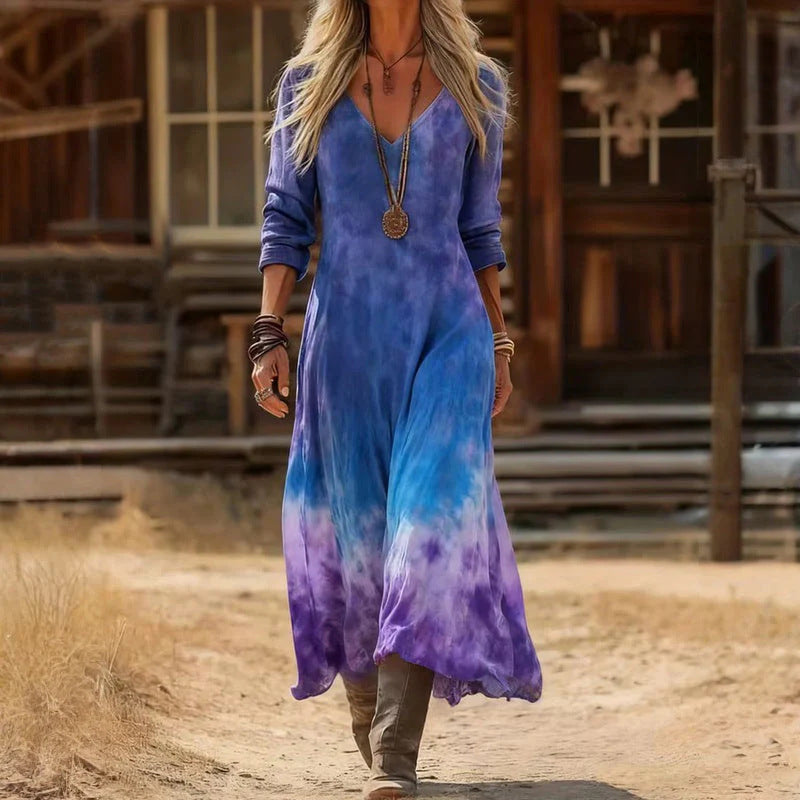 Bea | Long Sleeve Vintage Casual Dress - Eliza-Warszawa