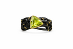 Black Gold Woven Ring with Green Gemstone