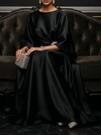 Black Luxe Satin Maxi Dress - Eliza-Warszawa