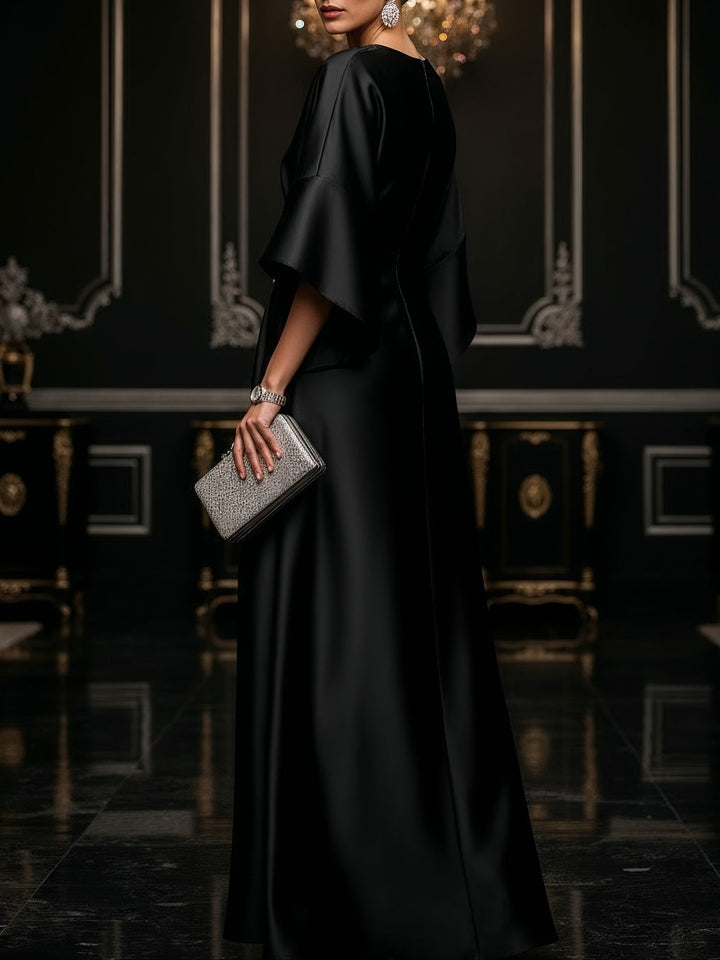 Black Luxe Satin Maxi Dress - Eliza-Warszawa