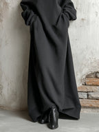 Black Off-shoulder Cotton Sweatshirt Maxi Dress - Eliza-Warszawa