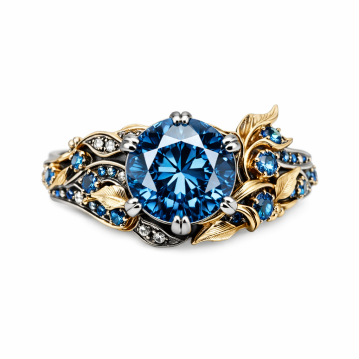 Blue Crystal Flower Exotic Ring