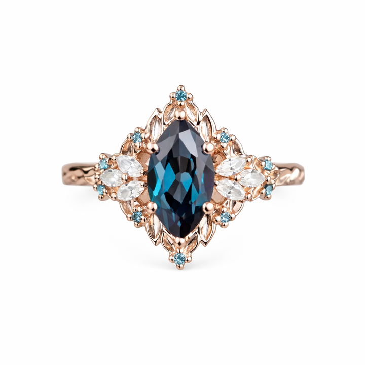 Blue Crystalline Exotic Ring