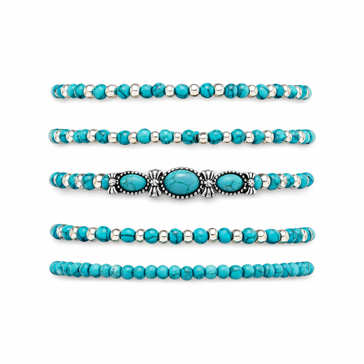 Bohemian Turquoise Beaded Bracelet Set