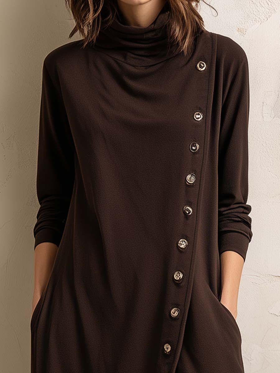 Boho-Inspired Midi Dress With Side Button Placket - Eliza-Warszawa