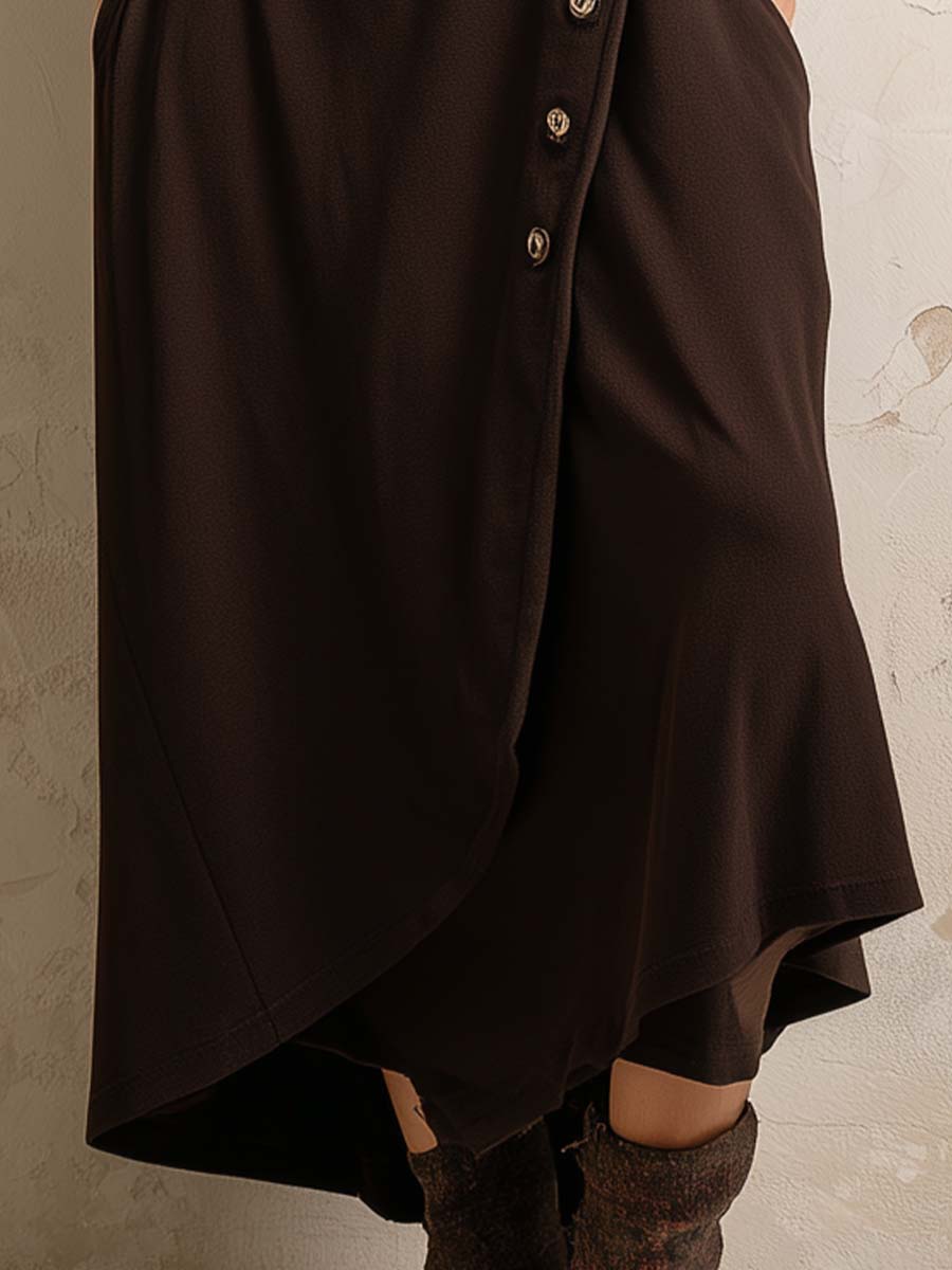 Boho-Inspired Midi Dress With Side Button Placket - Eliza-Warszawa