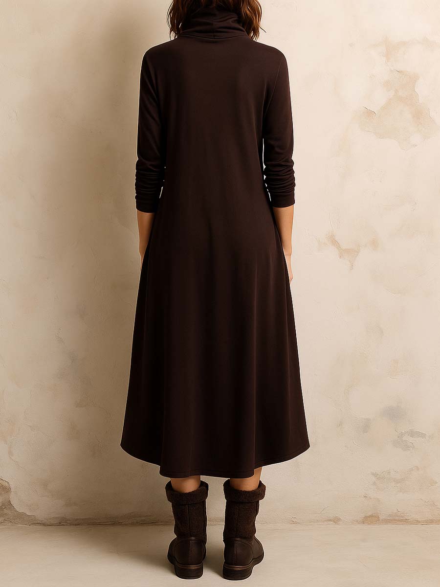 Boho-Inspired Midi Dress With Side Button Placket - Eliza-Warszawa