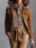 Bora Cropped Jacket | Soft Suede, Classic Lapel - Eliza-Warszawa