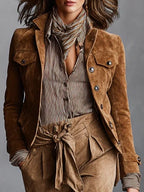 Bora Cropped Jacket | Soft Suede, Classic Lapel - Eliza-Warszawa