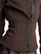Breezy Knit Jacket | Asymmetrical Zip, Ribbed Texture - Eliza-Warszawa