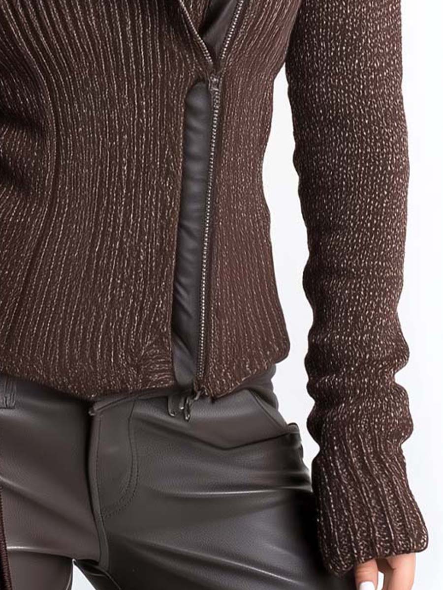 Breezy Knit Jacket | Asymmetrical Zip, Ribbed Texture - Eliza-Warszawa