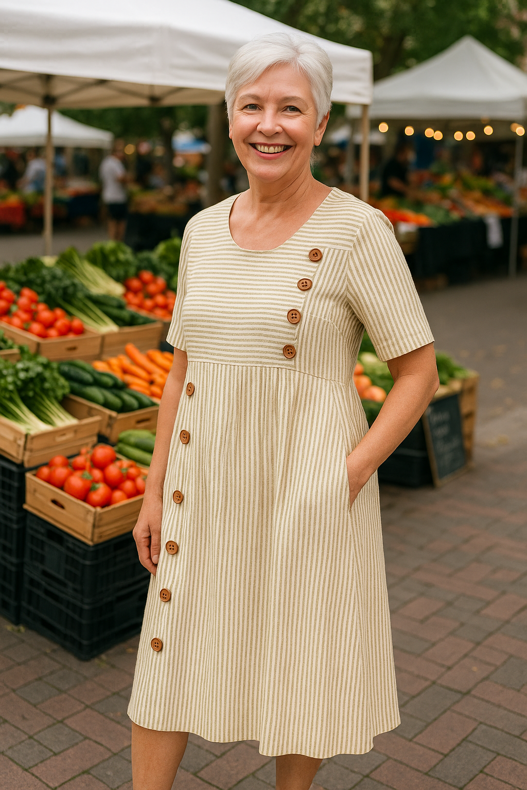 Brienne | Striped Midi Dress – Effortless Comfort, Everyday Confidence - Eliza-Warszawa