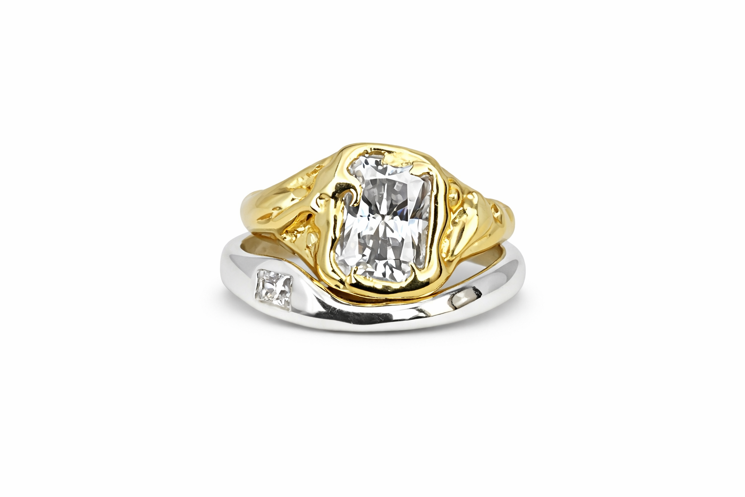 Bright Layer Gold Silver Ring Set
