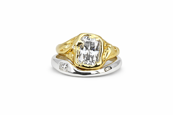 Bright Layer Gold Silver Ring Set