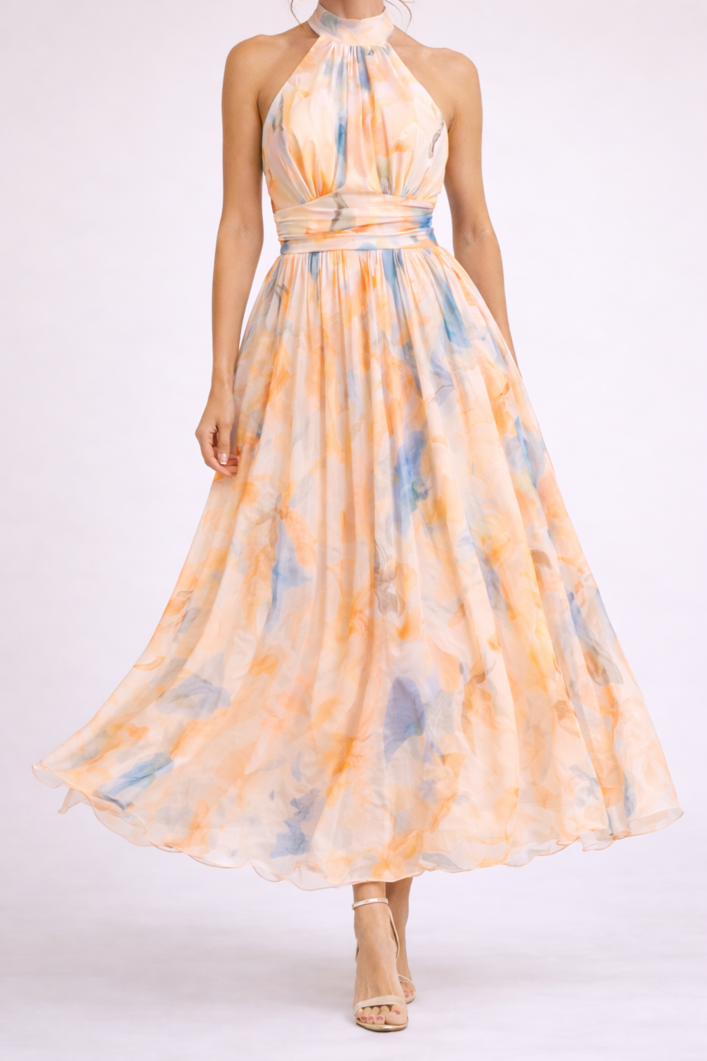 CAMILLE - Watercolor Halter Dress - Eliza-Warszawa