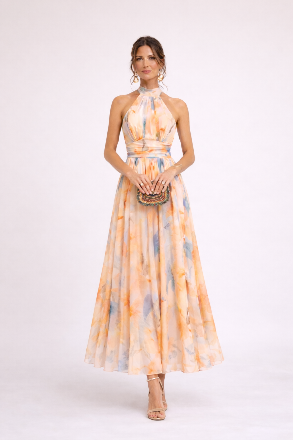 CAMILLE - Watercolor Halter Dress - Eliza-Warszawa