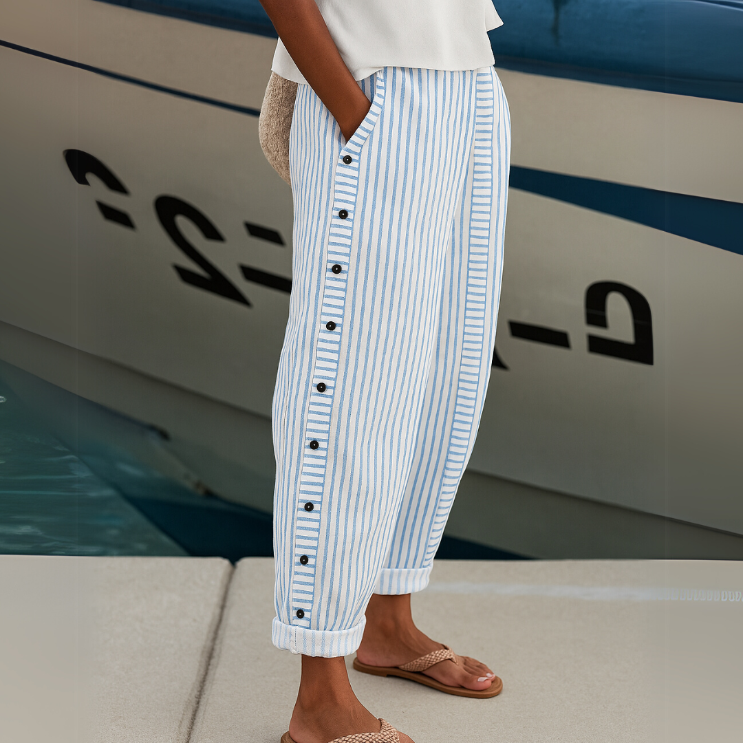 Ava | Stylish Striped Button Pants - Eliza-Warszawa