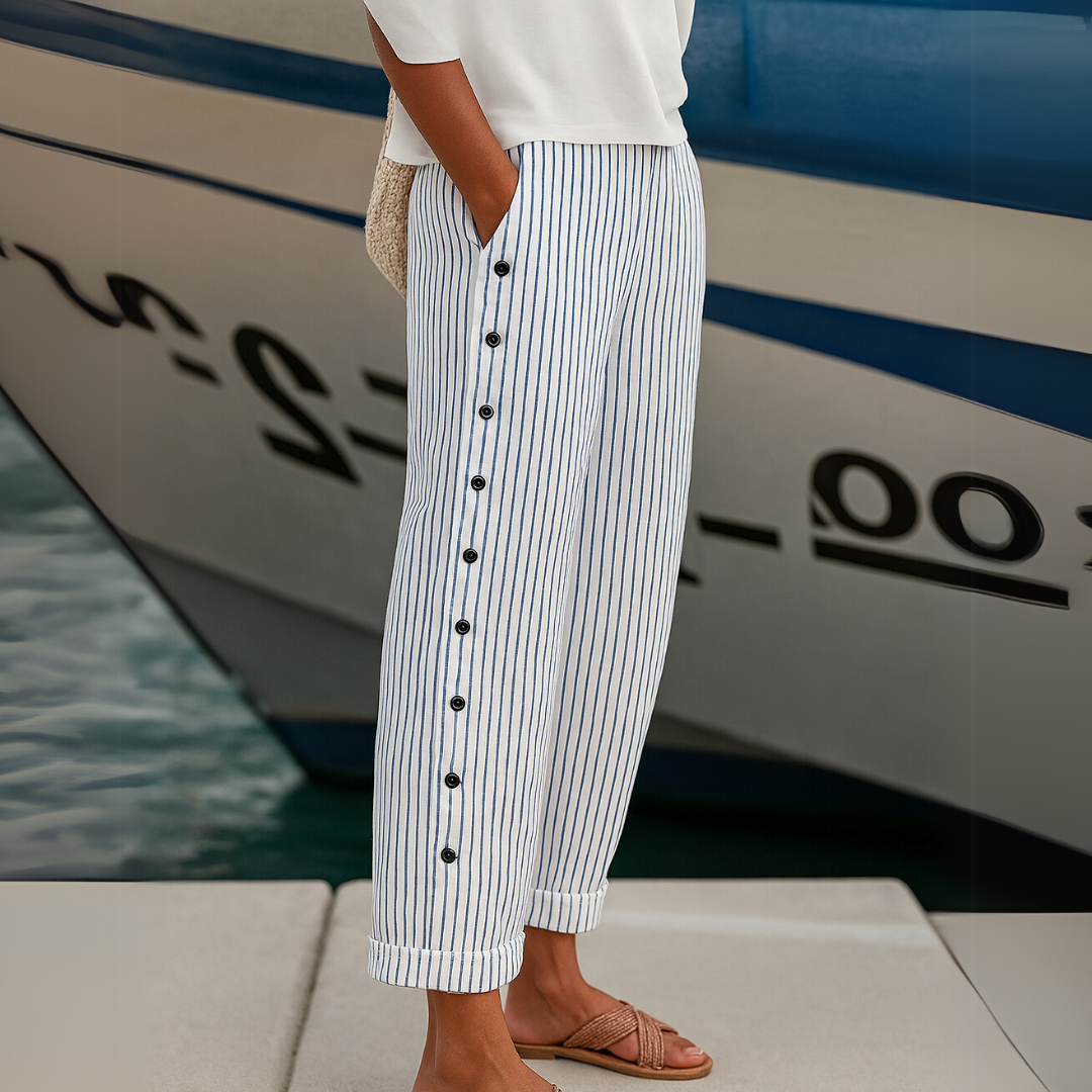 Ava | Stylish Striped Button Pants - Eliza-Warszawa