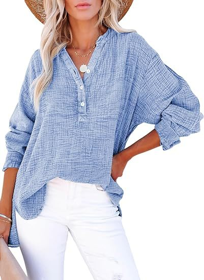 Elinor™ | Textured Button Blouse with Relaxed Elegant Fit - Eliza-Warszawa