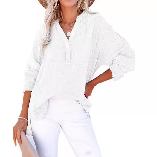 Elinor™ | Textured Button Blouse with Relaxed Elegant Fit - Eliza-Warszawa