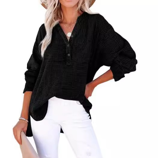 Elinor™ | Textured Button Blouse with Relaxed Elegant Fit - Eliza-Warszawa