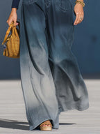 Casual Fashion Gradient Washed Denim Blue Gray Loose Pants - Eliza-Warszawa