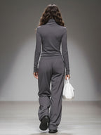 Casual Long-sleeved T-shirt And Wide-leg Pants Set - Eliza-Warszawa