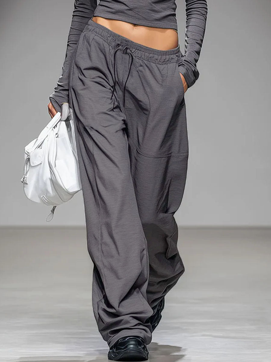 Casual Long-sleeved T-shirt And Wide-leg Pants Set - Eliza-Warszawa