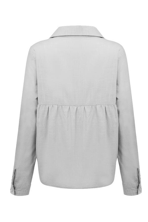 Casual Solid Button Shirt Collar Blouse - Eliza-Warszawa