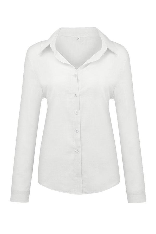 Casual Solid Button Shirt Collar Blouse - Eliza-Warszawa
