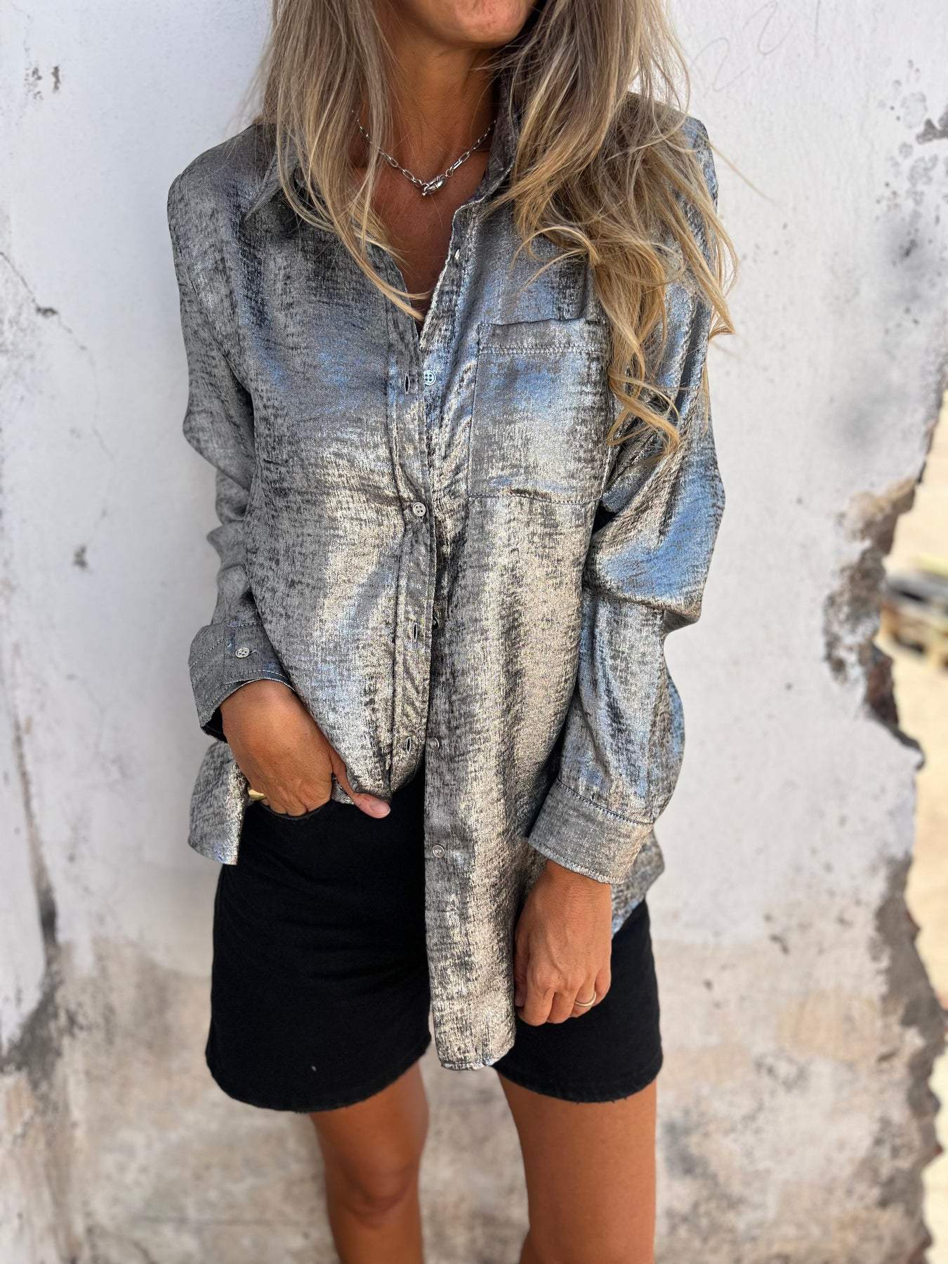 Casual Suede Fashionable Lapel Shirt - Eliza-Warszawa
