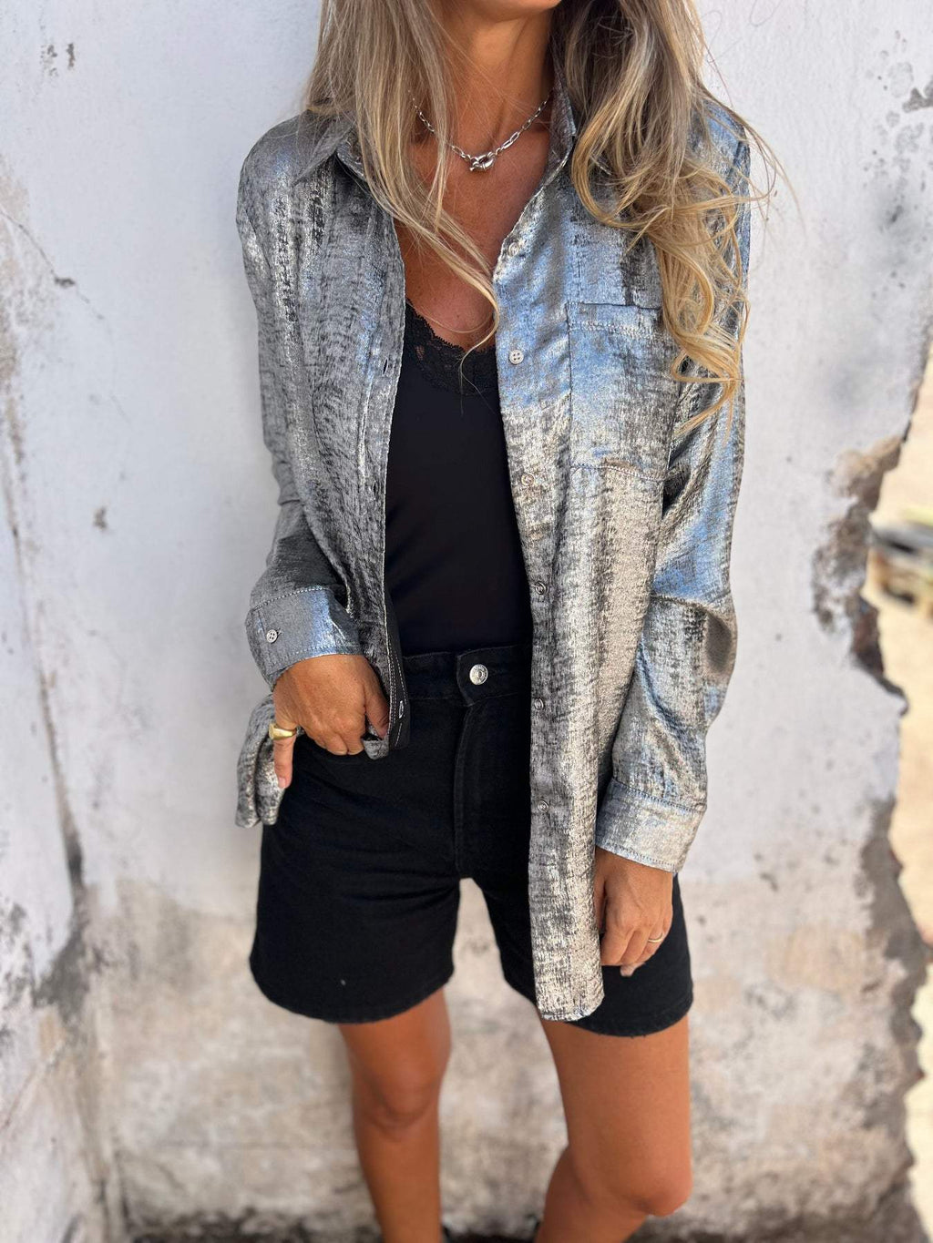 Casual Suede Fashionable Lapel Shirt - Eliza-Warszawa