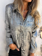 Casual Suede Fashionable Lapel Shirt - Eliza-Warszawa