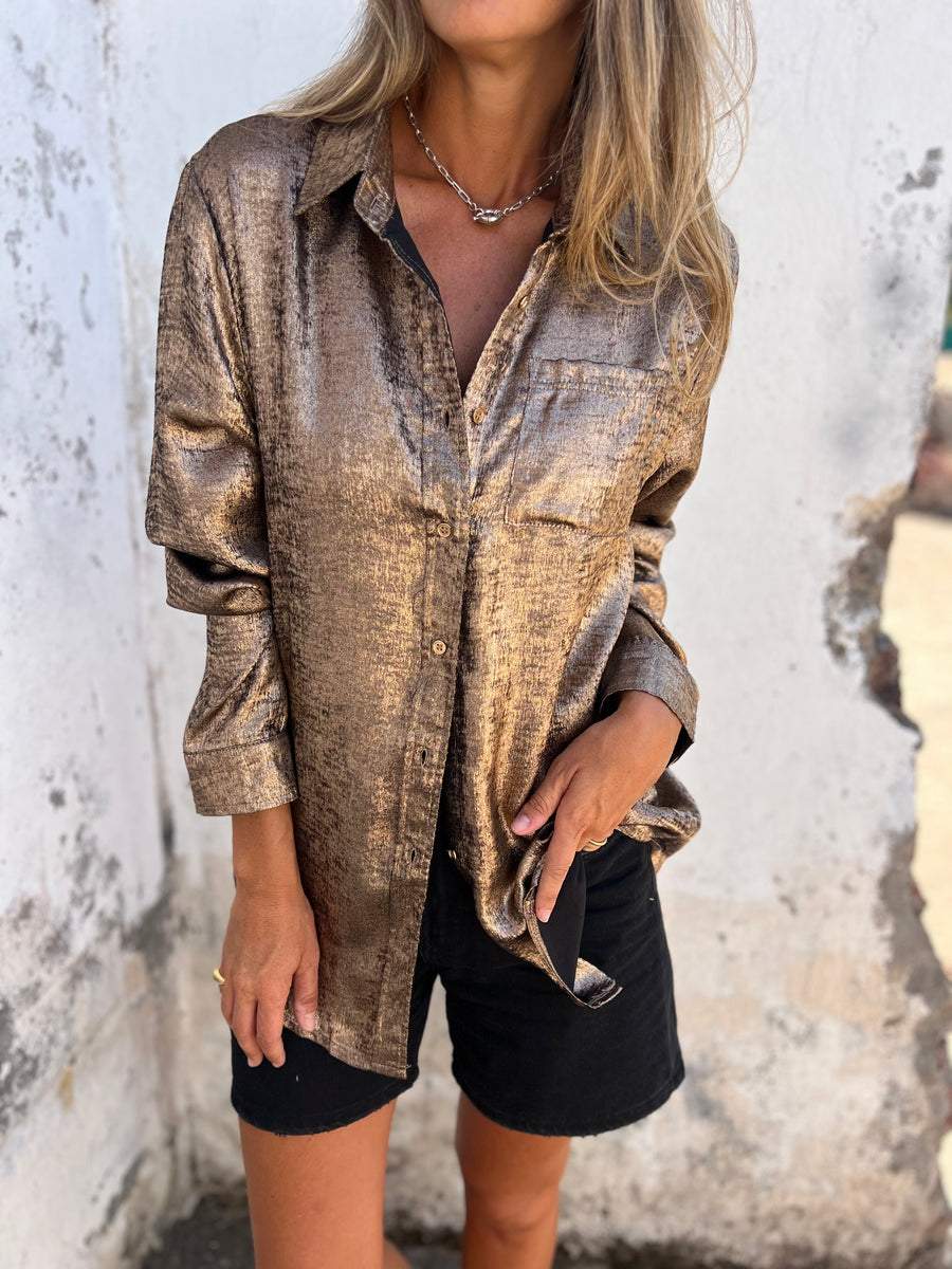 Casual Suede Fashionable Lapel Shirt - Eliza-Warszawa