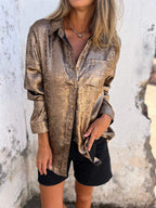 Casual Suede Fashionable Lapel Shirt - Eliza-Warszawa